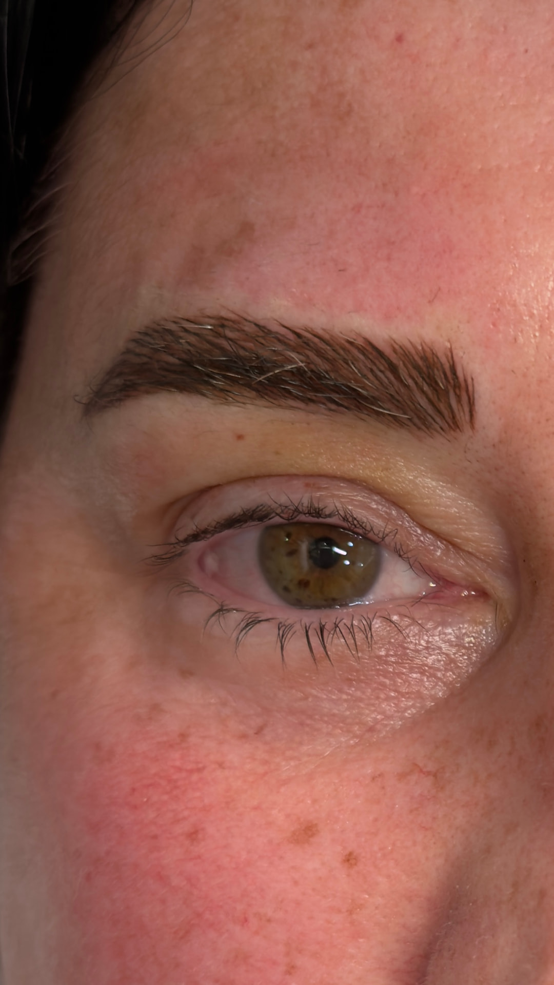 Close-up of beautifully shaped natural-looking brows at Roza Glam in Irvine